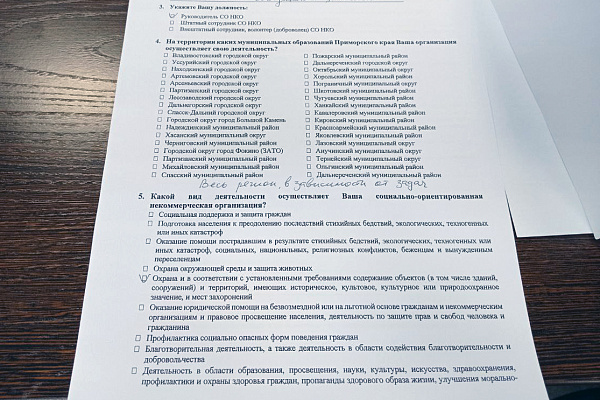 Изучении вопросов проблематики НКО в ПримНИИ социологии